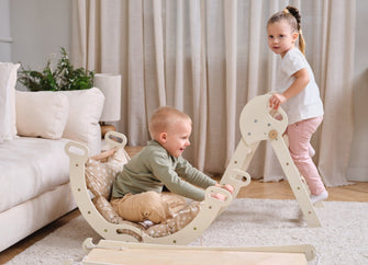 4en1 Ensemble d'escalade pour enfants : Échelle Triangulaire + Arche d'Escalade + Toboggan + Coussin (1-3 ans)