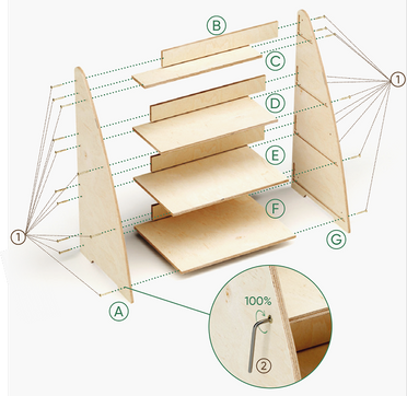 Étagères Montessori en bois 2en1