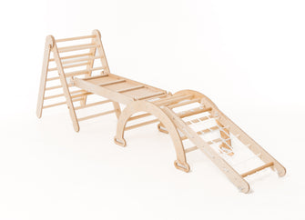 5en1 Ensemble d'Escalade Montessori : Échelle Triangulaire + Arche d'Escalade + Toboggan + Filet d'Escalade + Ajout Artistique