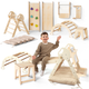 5en1 Ensemble d'escalade pour enfants : Échelle Triangulaire + Arche d'Escalade + Ajout Artistique + Toboggan + Coussin (1-3 ans)