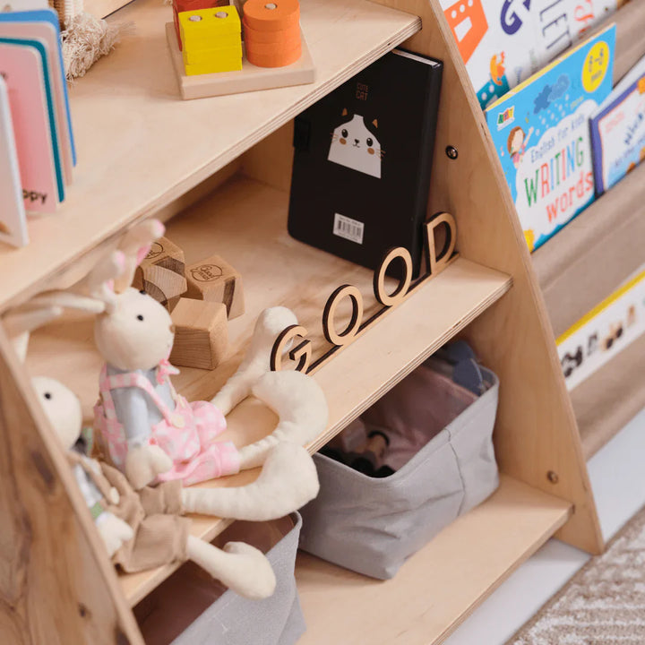 Étagère Montessori 2en1 pour livres et jouets pour les tout-petits