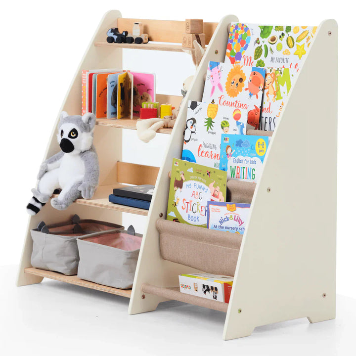 Étagère Montessori 2en1 pour livres et jouets pour les tout-petits
