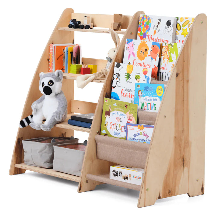 Étagère Montessori 2en1 pour livres et jouets pour les tout-petits