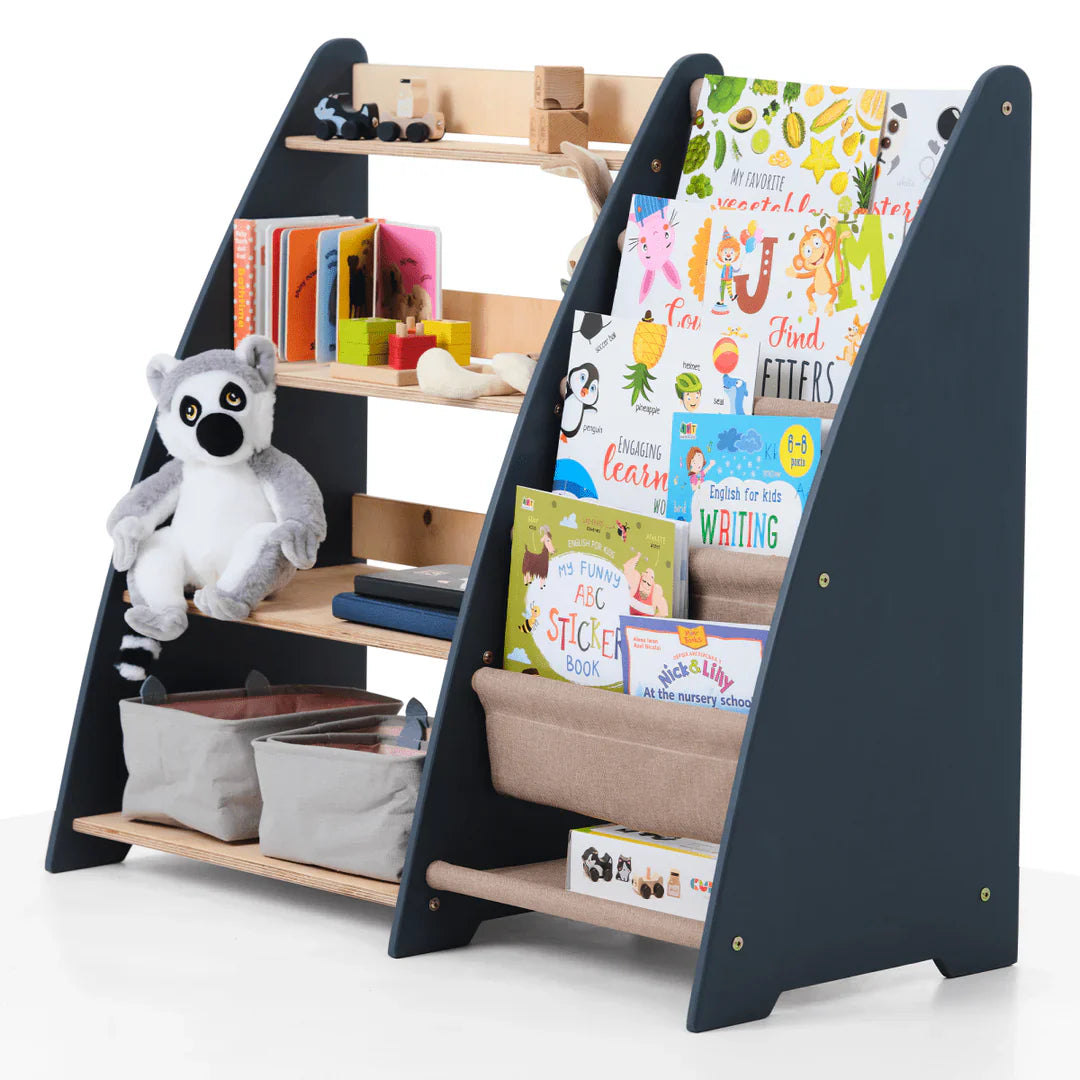 Étagère Montessori 2en1 pour livres et jouets pour les tout-petits
