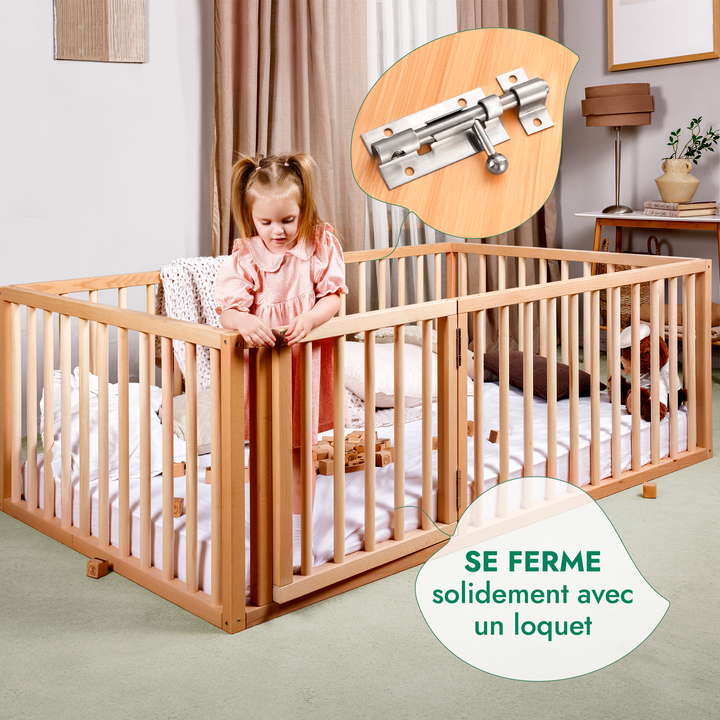 Cadre de lit au sol Montessori pour les Tout-petits avec Barrière
