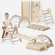 4en1 Ensemble d'escalade pour enfants : Échelle Triangulaire + Arche d'Escalade + Toboggan + Coussin (1-3 ans) - Pastel
