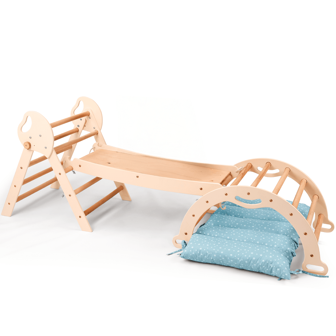 4en1 Ensemble d'escalade pour enfants : Échelle Triangulaire + Arche d'Escalade + Toboggan + Coussin (1 - 3 ans) - Goodevas FR