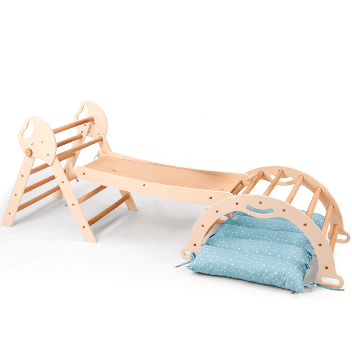 4en1 Ensemble d'escalade pour enfants : Échelle Triangulaire + Arche d'Escalade + Toboggan + Coussin (1 - 3 ans) - Goodevas FR