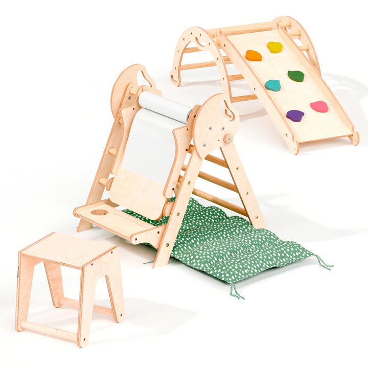 4en1 Ensemble d'escalade pour enfants : Échelle Triangulaire + Arche d'Escalade + Toboggan + Coussin (1 - 3 ans) - Goodevas FR