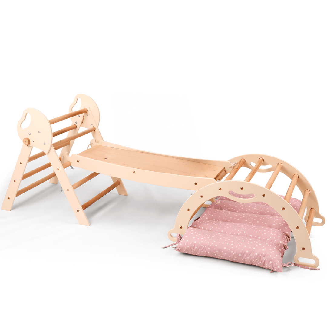 4en1 Ensemble d'escalade pour enfants : Échelle Triangulaire + Arche d'Escalade + Toboggan + Coussin (1 - 3 ans) - Goodevas FR