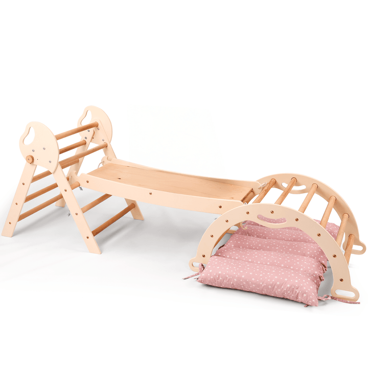 4en1 Ensemble d'escalade pour enfants : Échelle Triangulaire + Arche d'Escalade + Toboggan + Coussin (1 - 3 ans) - Goodevas FR