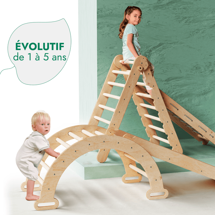 4en1: Set de Triangulaire L'échelle triangulaire + Arche+ Toboggan + Filet à grimper - Goodevas FR