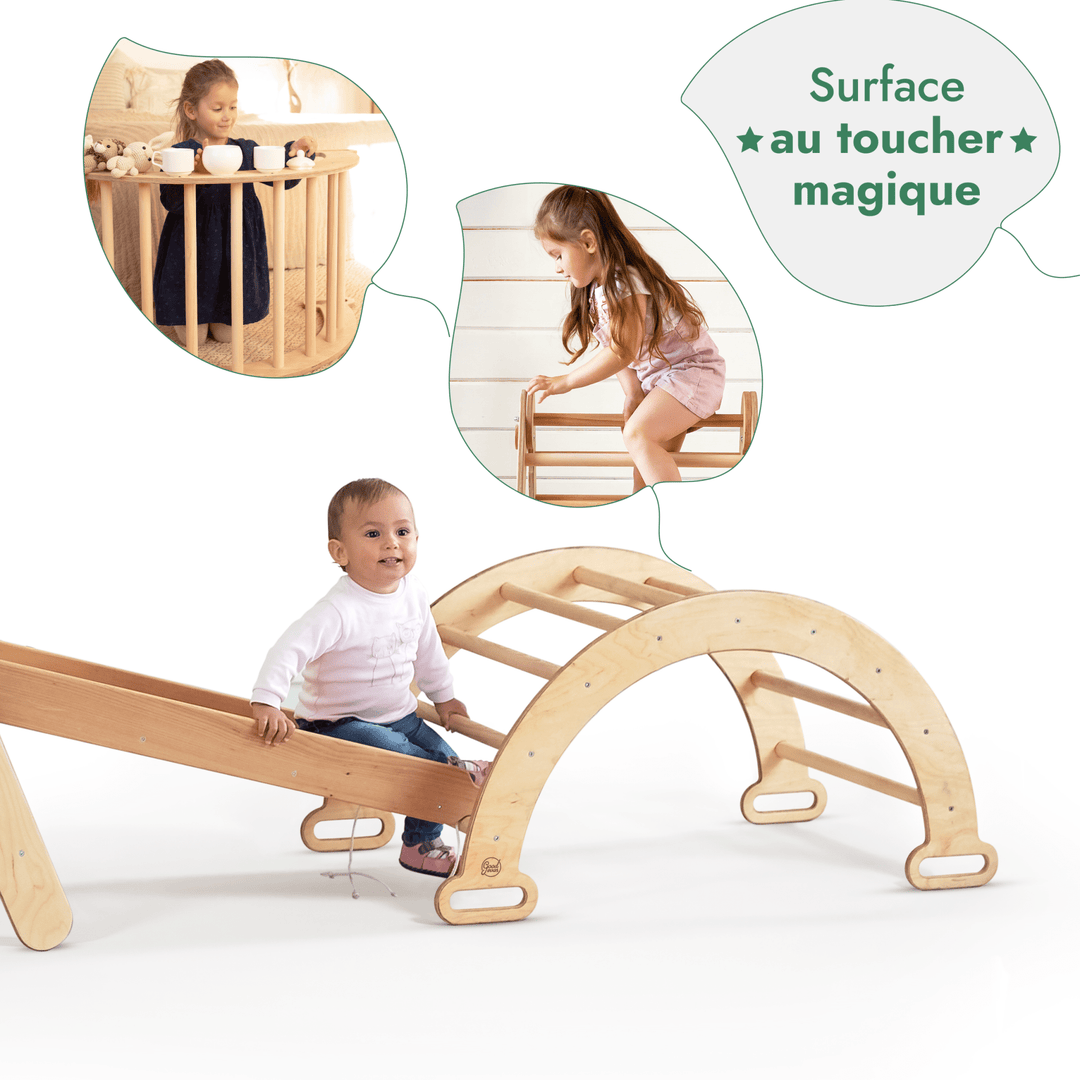 4en1: Set de Triangulaire L'échelle triangulaire + Arche+ Toboggan + Filet à grimper - Goodevas FR