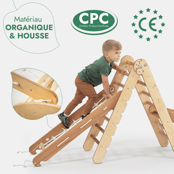 4en1: Set de Triangulaire L'échelle triangulaire + Arche+ Toboggan + Filet à grimper - Goodevas FR