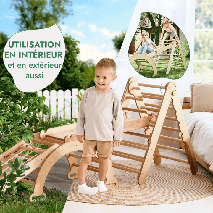 4en1: Set de Triangulaire L'échelle triangulaire + Arche+ Toboggan + Filet à grimper - Goodevas FR