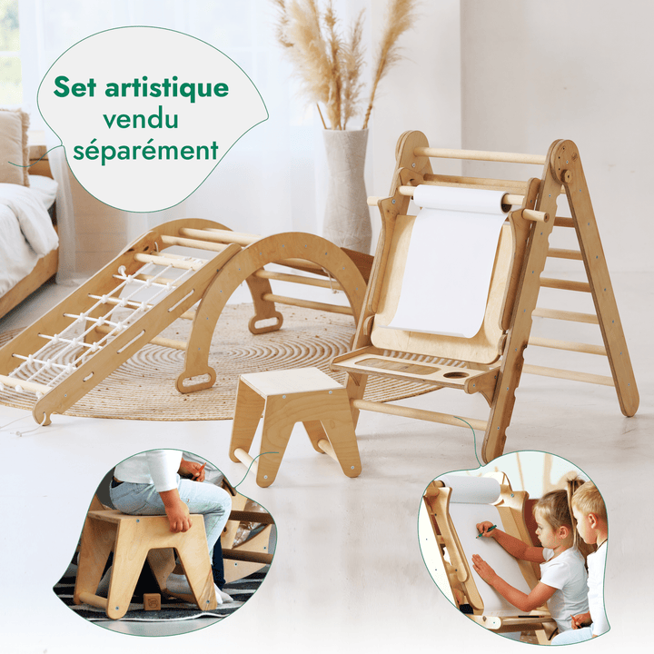 4en1: Set de Triangulaire L'échelle triangulaire + Arche+ Toboggan + Filet à grimper - Goodevas FR