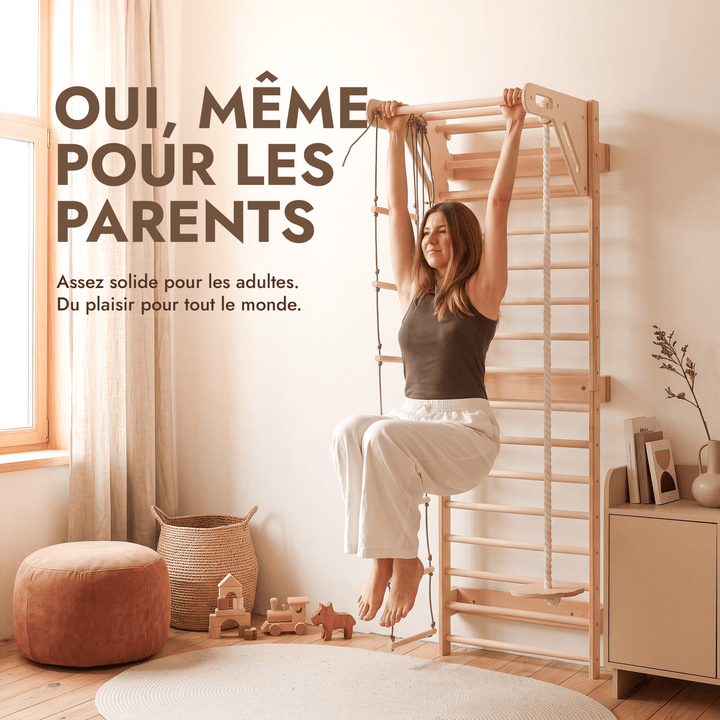 5-in-1 Espalier en Bois avec Barre de Traction & Set de Balançoire 3en1 - Goodevas FR