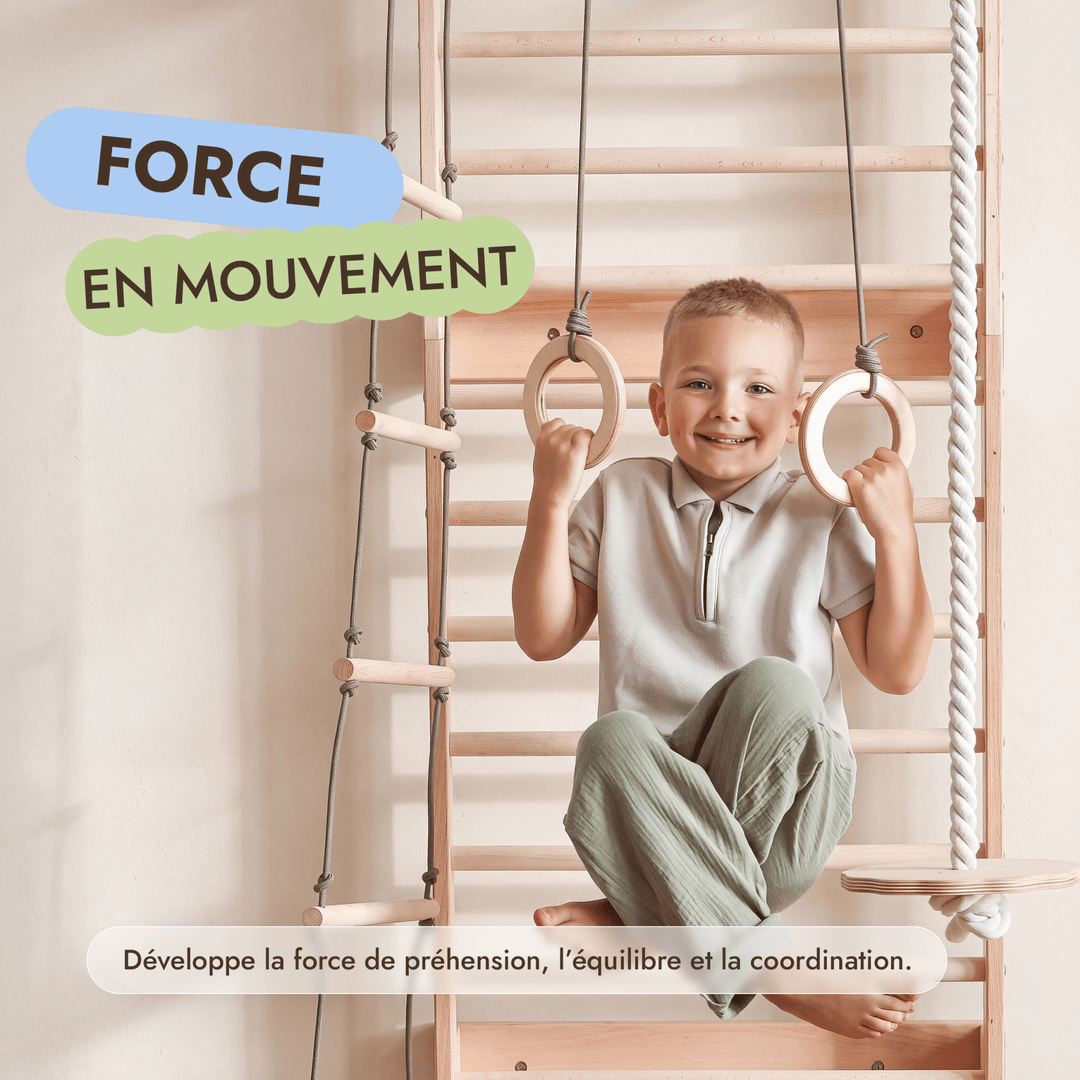5-in-1 Espalier en Bois avec Barre de Traction & Set de Balançoire 3en1 - Goodevas FR