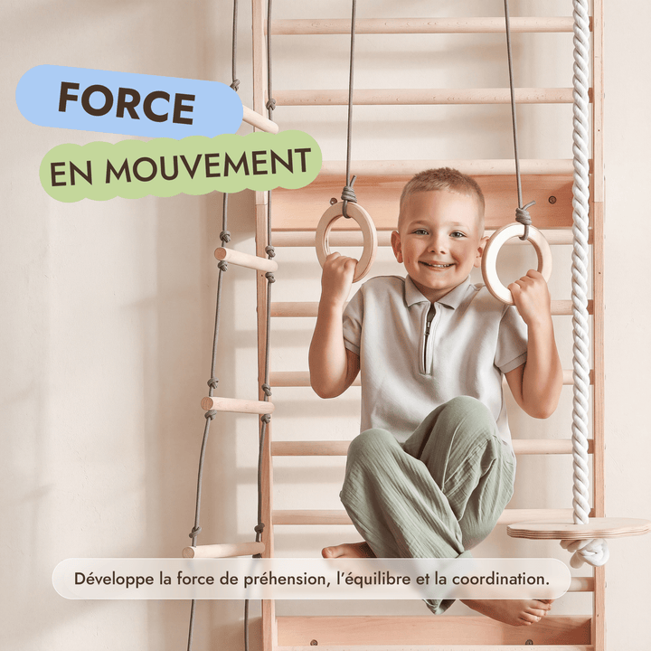 5-in-1 Espalier en Bois avec Barre de Traction & Set de Balançoire 3en1 - Goodevas FR