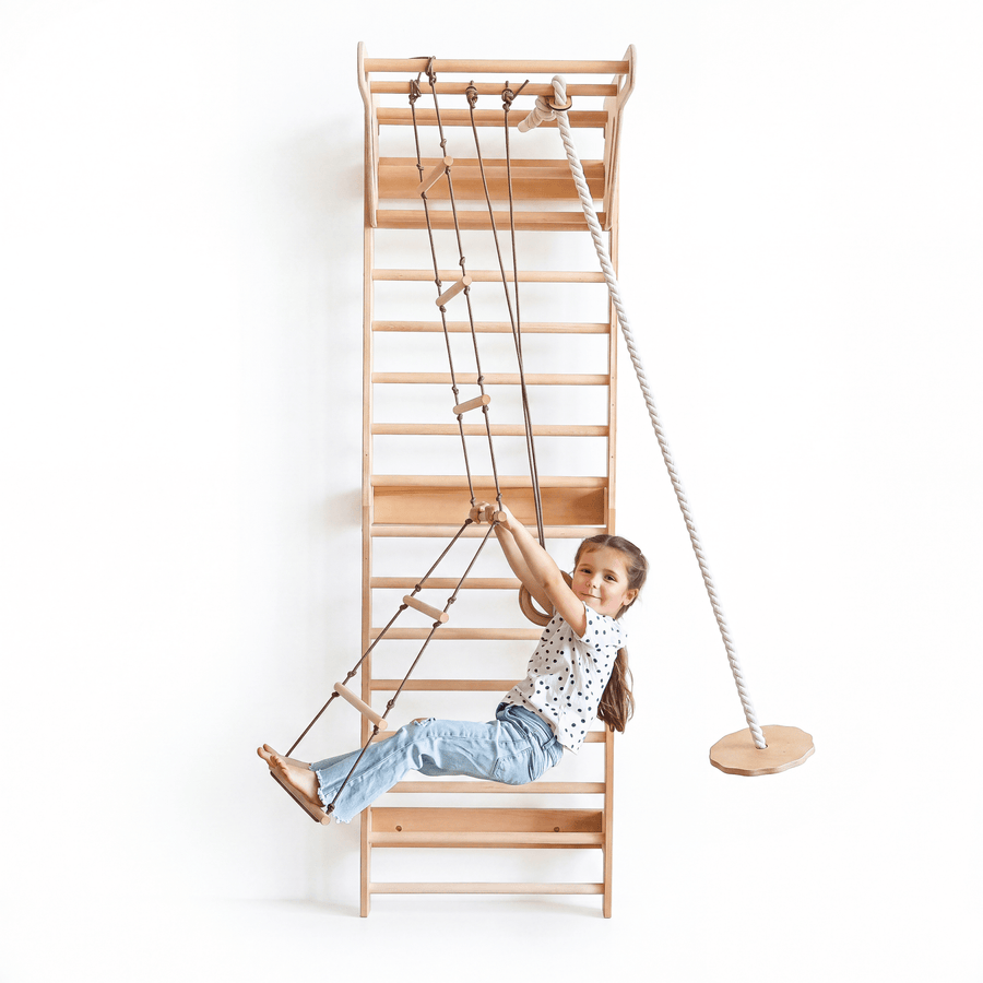 5-in-1 Espalier en Bois avec Barre de Traction & Set de Balançoire 3en1 - Goodevas FR