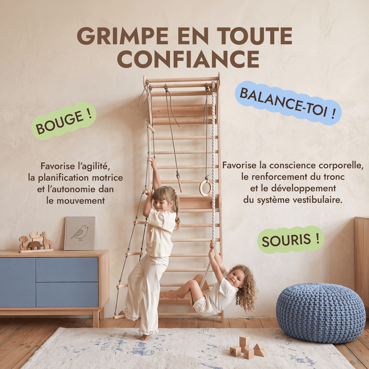 5-in-1 Espalier en Bois avec Barre de Traction & Set de Balançoire 3en1 - Goodevas FR