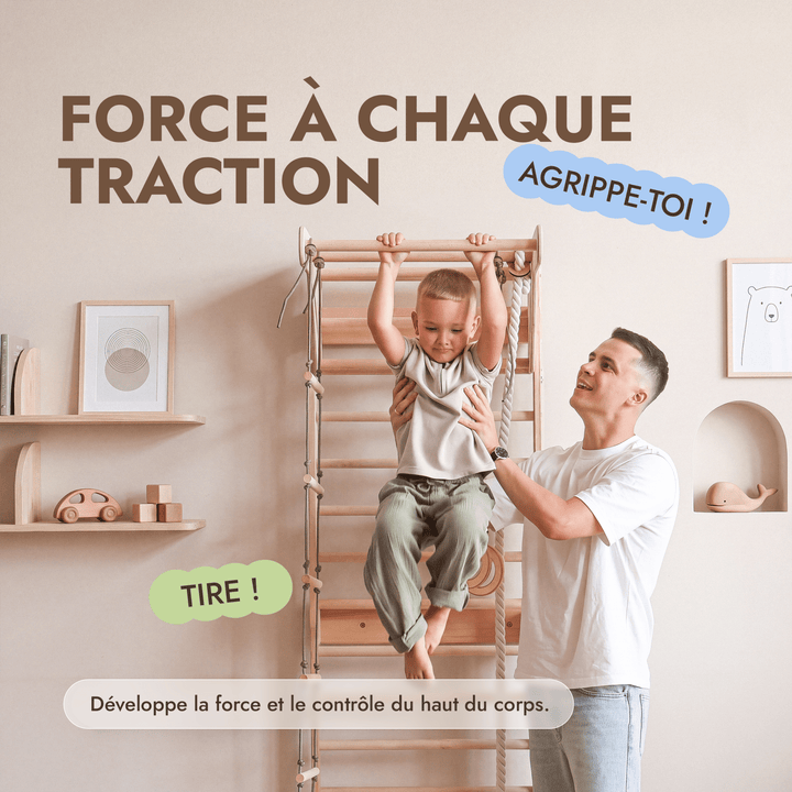 5-in-1 Espalier en Bois avec Barre de Traction & Set de Balançoire 3en1 - Goodevas FR