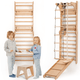 5en1 Mur suédois en bois / échelle d'escalade pour enfants + Balançoire + Toboggan + Extension artistique