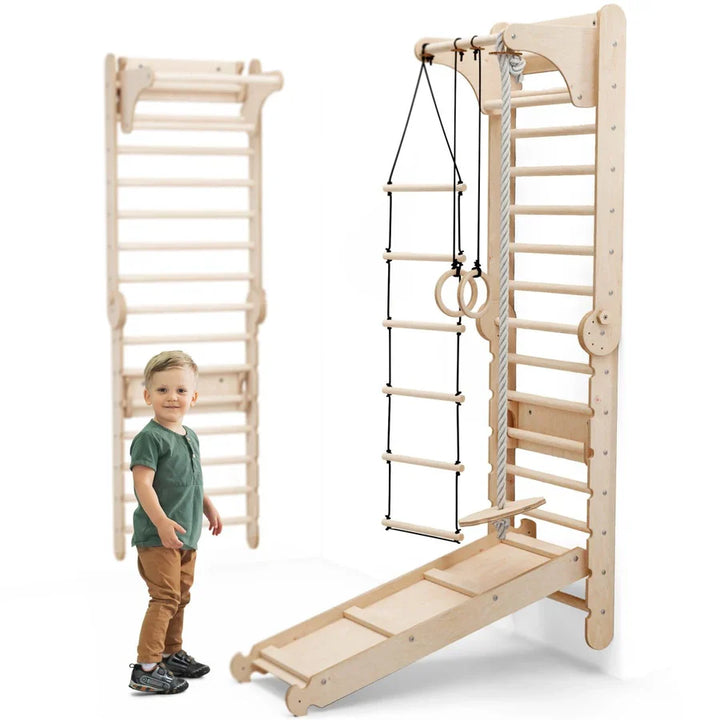 6in1 Mur suédois en bois / échelle d'escalade pour enfants + balançoire + toboggan