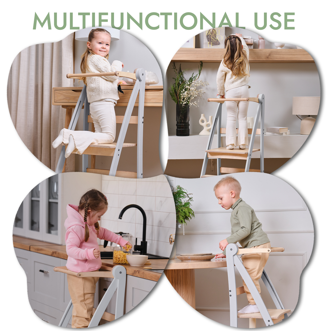 Tour d'apprentissage : Tabouret pliable pour tout-petits - Gris