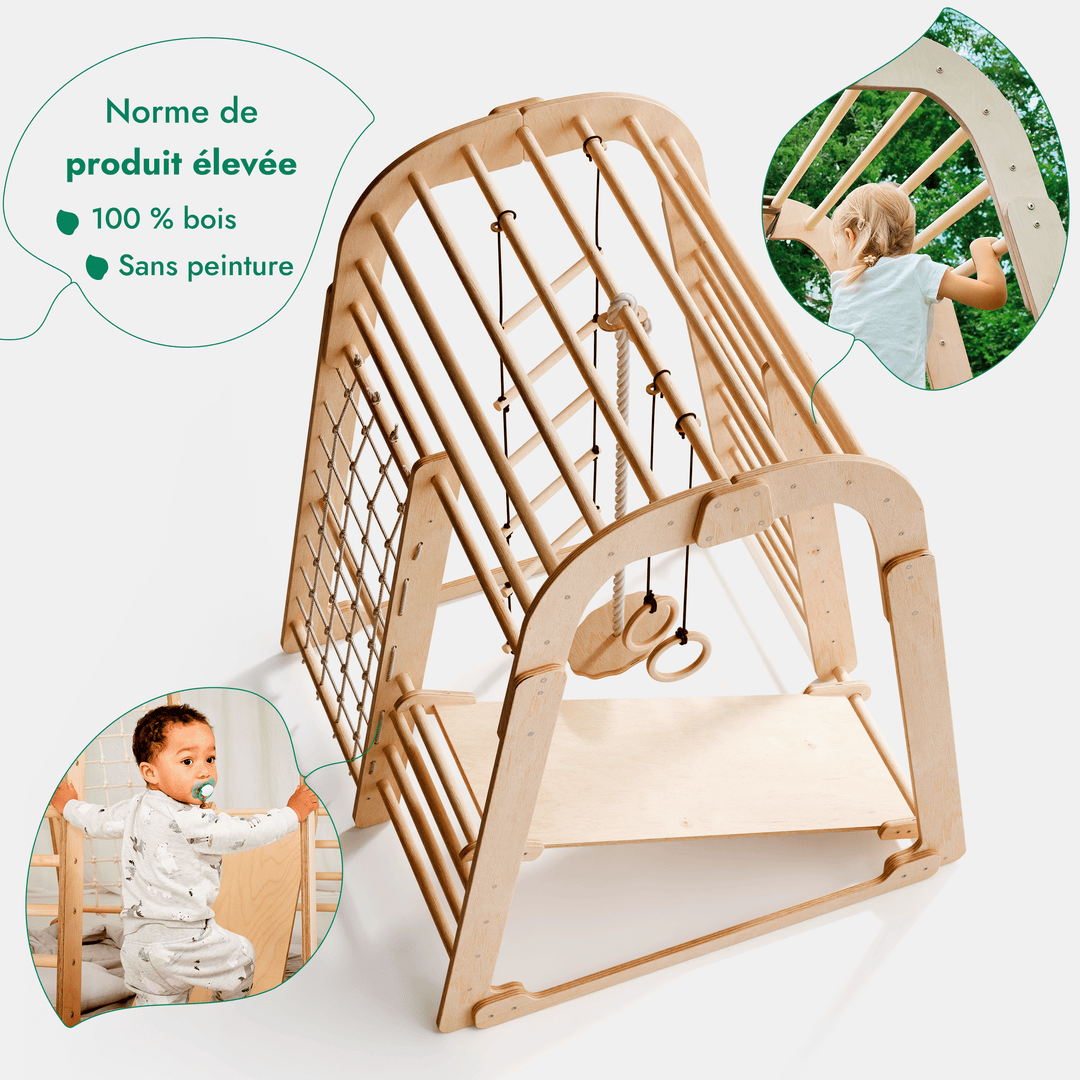 6en1 Aire de Jeux en Bois pour Enfants - Aire de Jeux + Ensemble de Balançoires + Toboggan