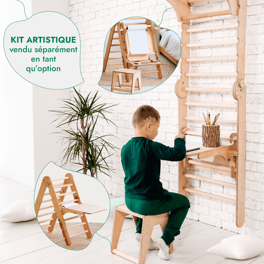 6in1 Mur suédois en bois / échelle d'escalade pour enfants + balançoire + toboggan