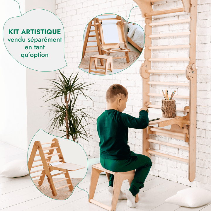 6in1 Mur suédois en bois / échelle d'escalade pour enfants + balançoire + toboggan