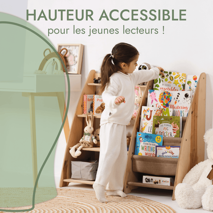 Étagère Montessori 2en1 pour livres et jouets pour les tout-petits