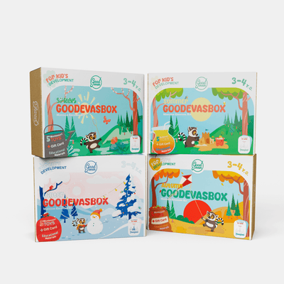 Abonnement annuel aux kits de jeu (3–4 ans) — 4 kits par an — GoodevasBox