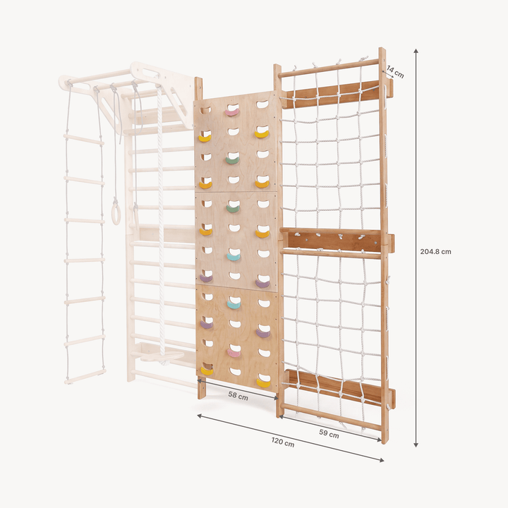 Extension pour espalier suédois : mur d’escalade et filet