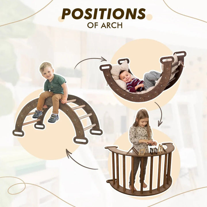Arche d'Escalade Chocolat + Coussin - Grimpeurs Montessori pour les Tout - petits - Goodevas FR