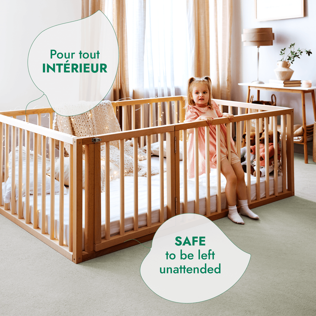Cadre de lit au sol Montessori pour les Tout - petits avec Barrière - Goodevas FR