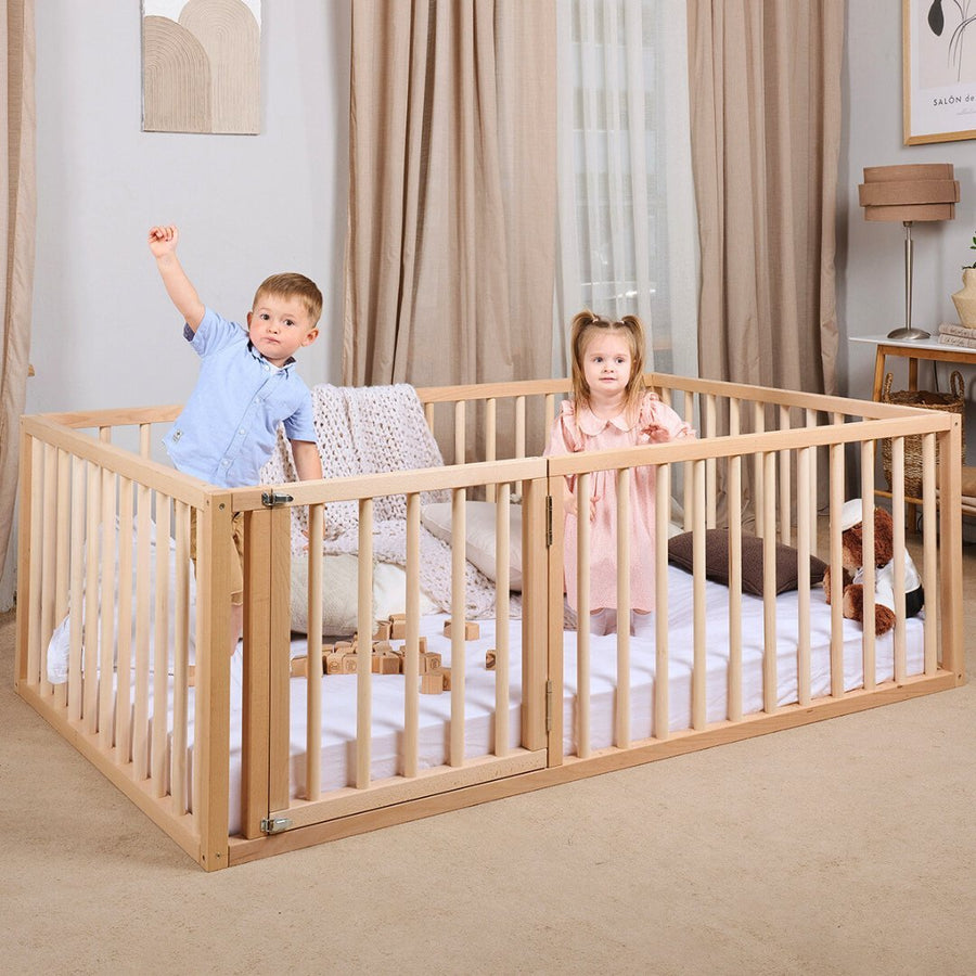 Cadre de lit au sol Montessori pour les Tout - petits avec Barrière - Goodevas FR