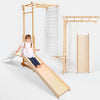 Mur suédois 7-en-1 + Barres de singe + Ensemble balançoire + Toboggan + Rampe