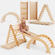 Ensemble d'Escalade Montessori 4en1 : Echelle Triangulaire + Arche d'Escalade + Toboggan + Coussin Beige