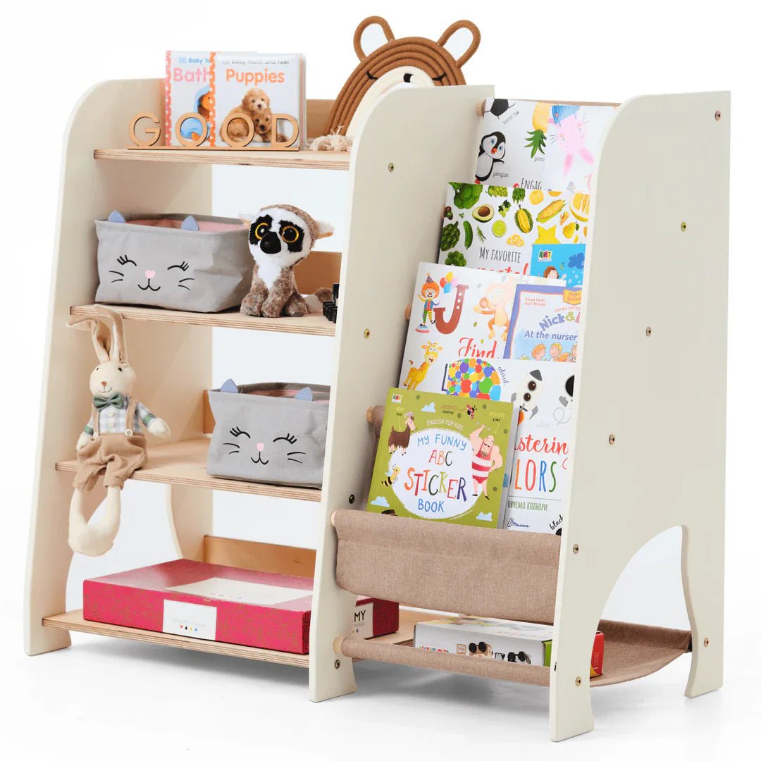 Étagères Montessori en bois 2en1 : étagère à livres et à jouets - Goodevas FR