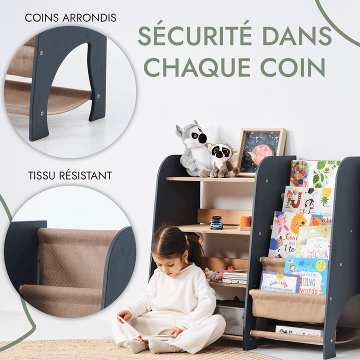 Étagères Montessori en bois 2en1 : étagère à livres et à jouets - Goodevas FR