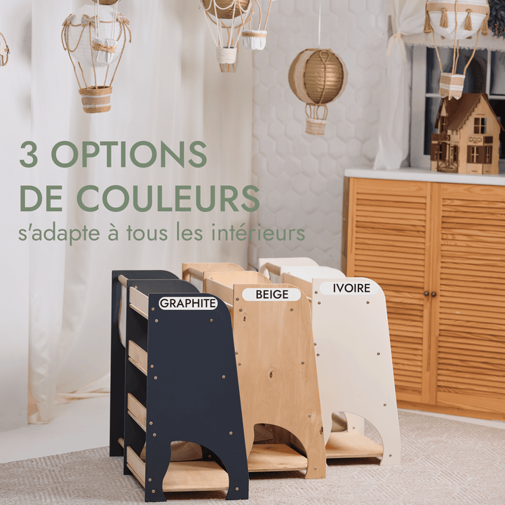 Étagères Montessori en bois 2en1 : étagère à livres et à jouets - Goodevas FR