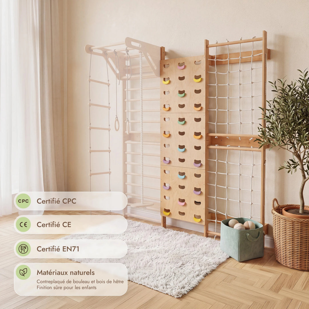 Extension pour espalier suédois : mur d’escalade et filet - Goodevas FR