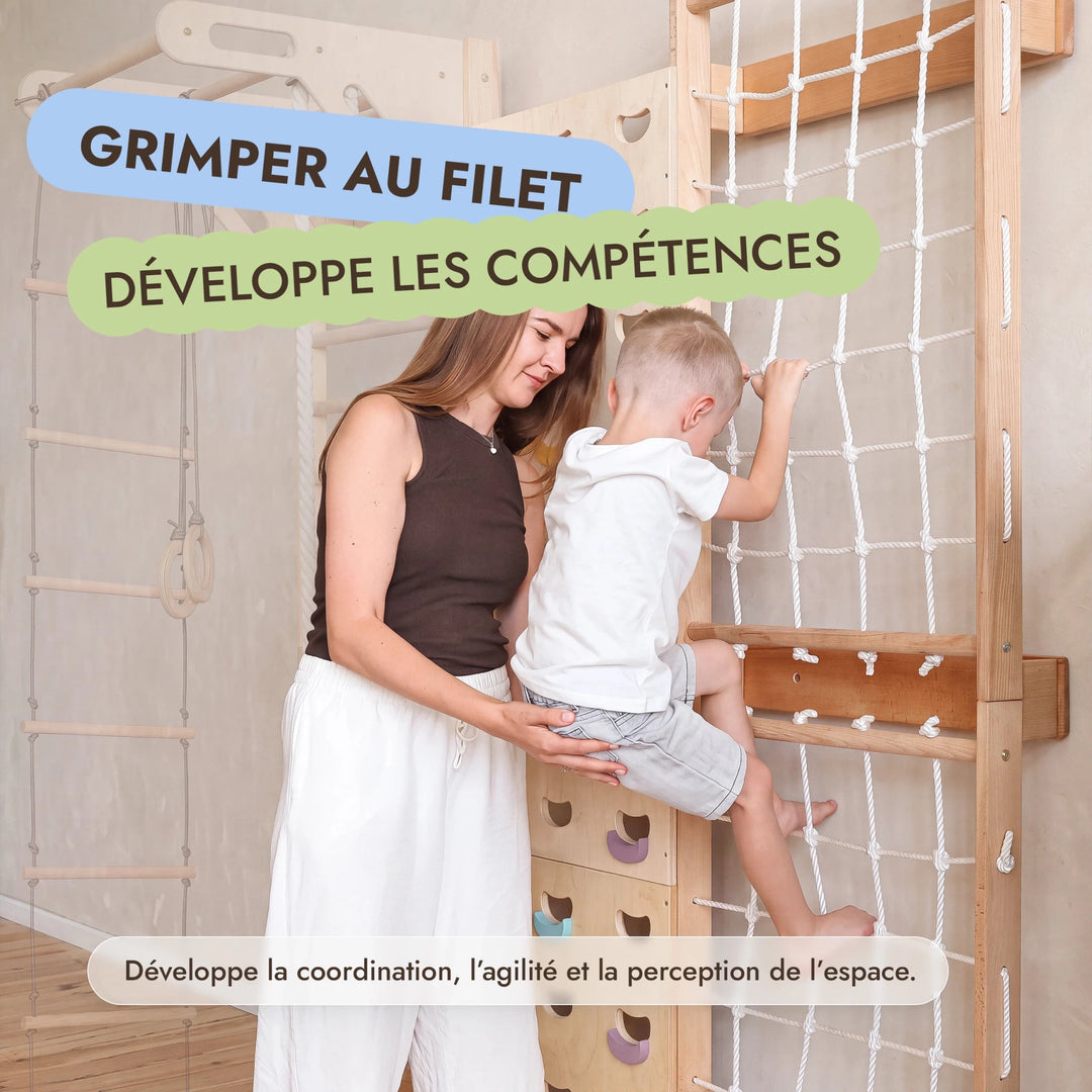 Extension pour espalier suédois : mur d’escalade et filet - Goodevas FR
