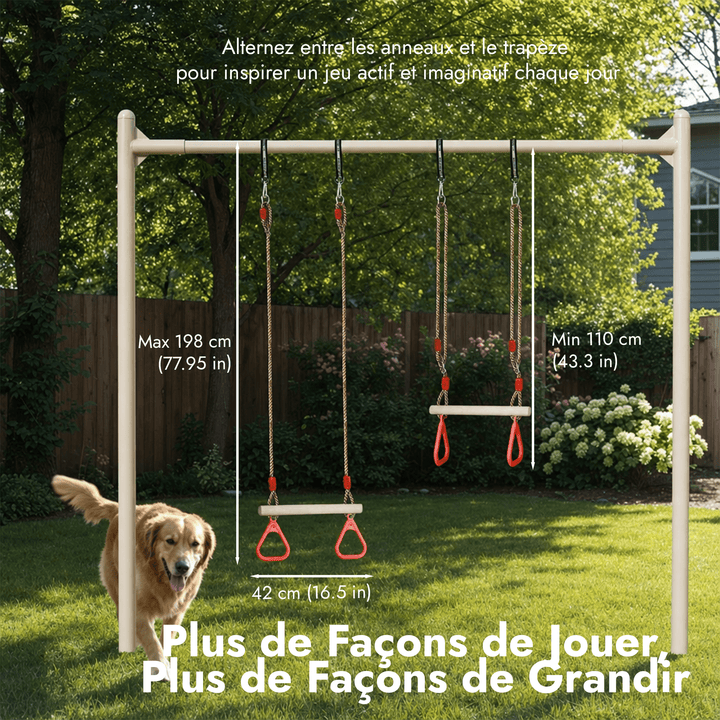 Kit balançoire 2en1 : Trapèze + Anneaux de gymnastique - Goodevas FR
