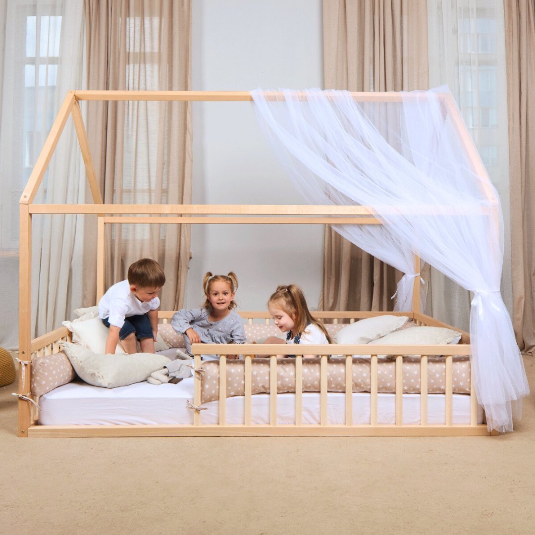 Lit Cabane Montessori pour Enfants avec Barrière - Goodevas FR