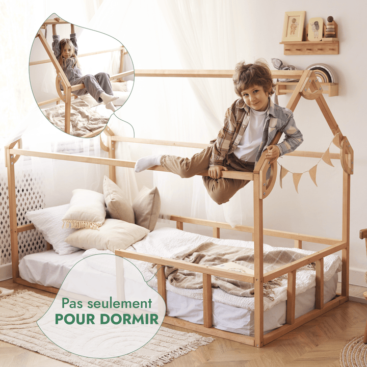Lit Cabane Montessori pour Enfants avec Barrière - Goodevas FR