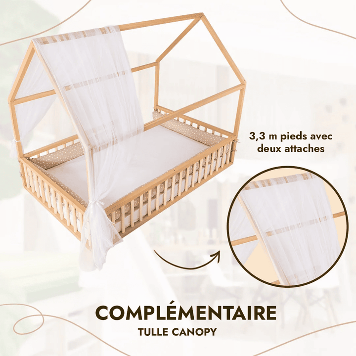 Lit Cabane Montessori pour Enfants avec Barrière - Goodevas FR