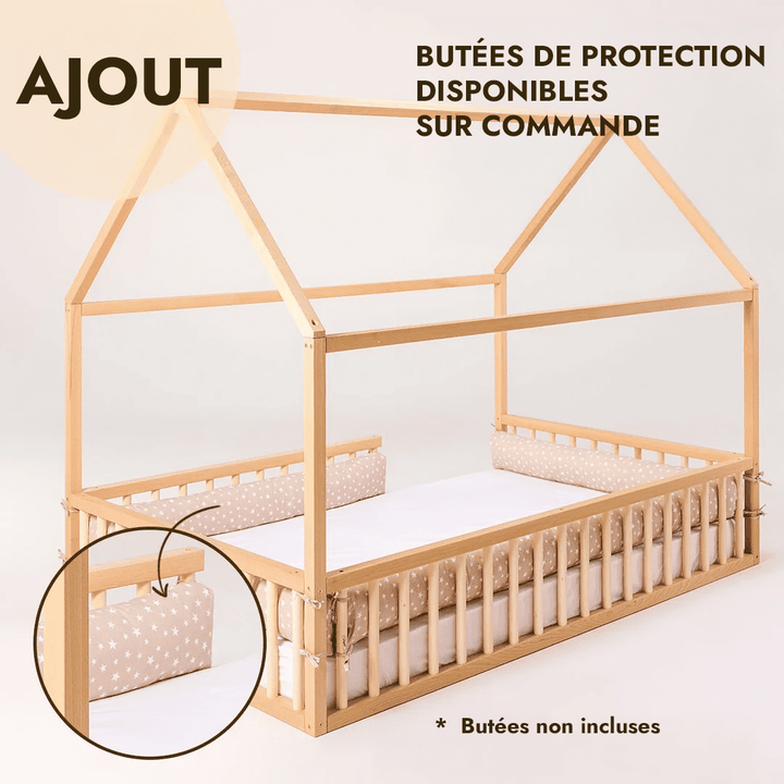Lit Cabane Montessori pour Enfants avec Barrière - Goodevas FR